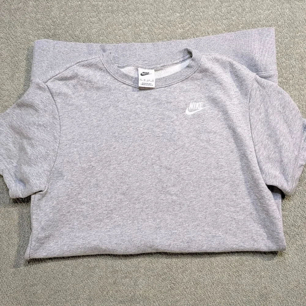 Nike Light Gray Short Sleeve Sweater Fleece Dress XS extra Small